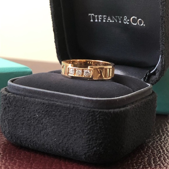 Tiffany Co Atlas Diamond Trio Ring 8k 